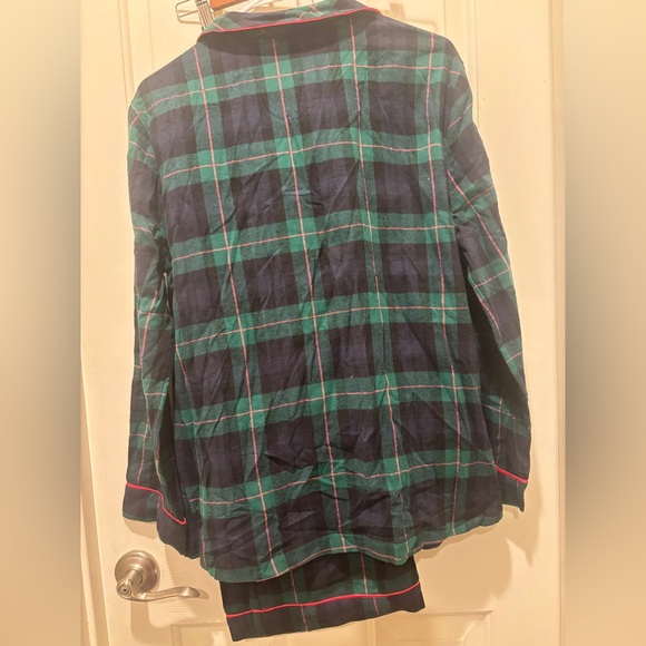 Talbots Size M Cotton Flannel Sleep Set Pjs Pajamas Tarten Blue Green Plaid - Picture 4 of 9